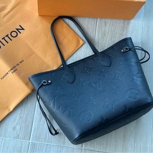 NEW Louis Vuitton black shoulder bag NEVERFULL MM Black monogram leather tote